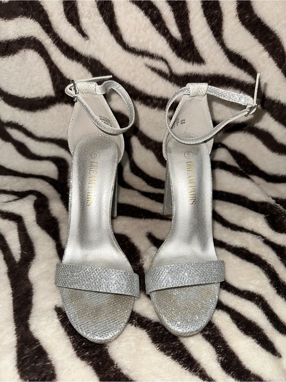 Dream Pairs Metallic Silver Ankle-Strap Heels
